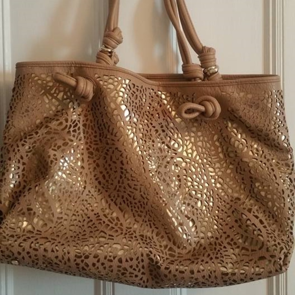 Ivanka Trup Laser Cut Gold Shopping Tote